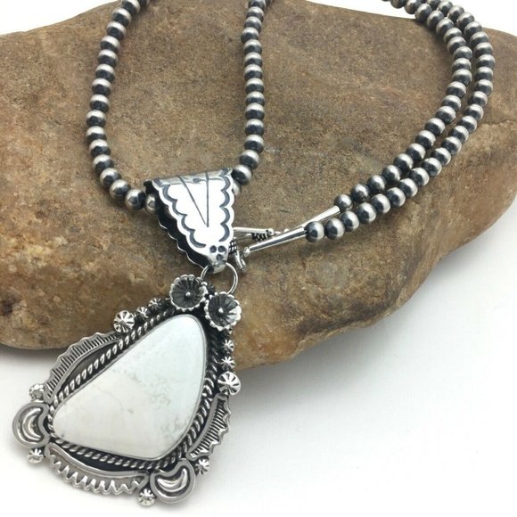 Navajo Sterling Silver Necklace Pendant Length 20 - Picture 3 of 12